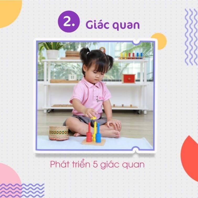 Phương pháp Montessori giúp trẻ phát triển 5 giác quan