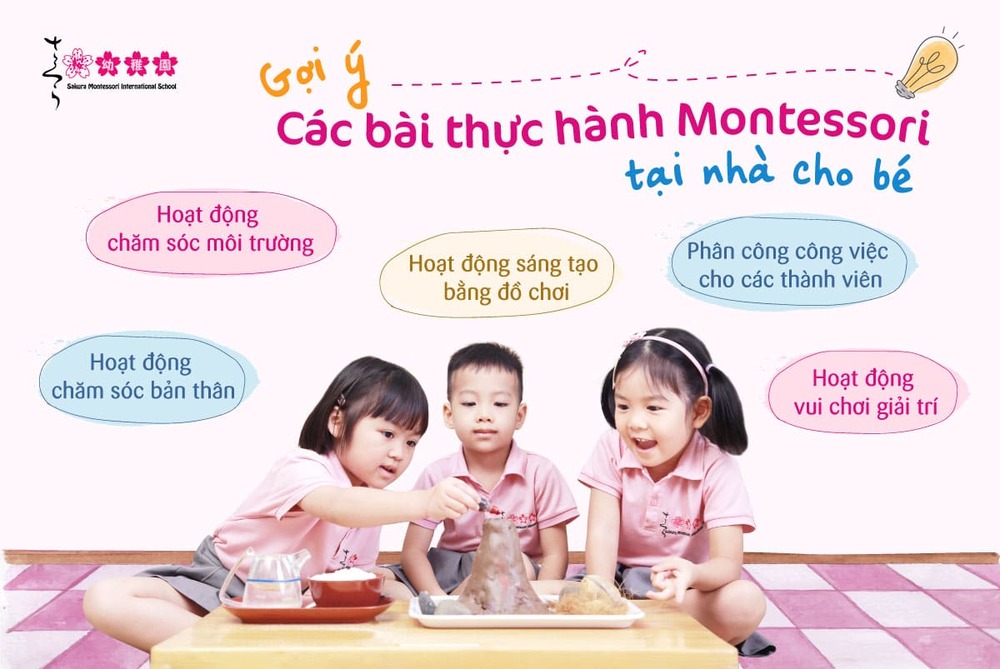 Gợi ý các bài thực hành Montessori tại nhà cho con