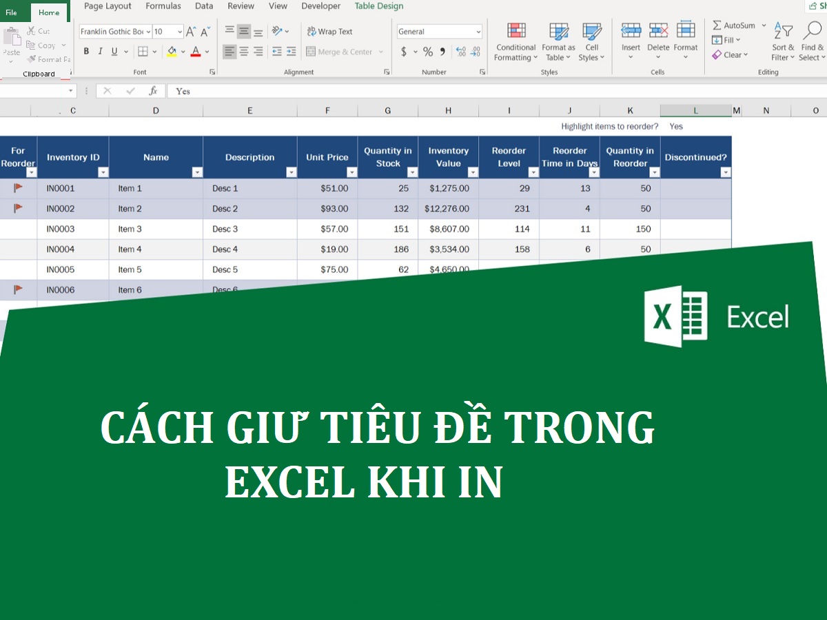 Bỏ túi 3 cách giữ tiêu đề trong excel khi in