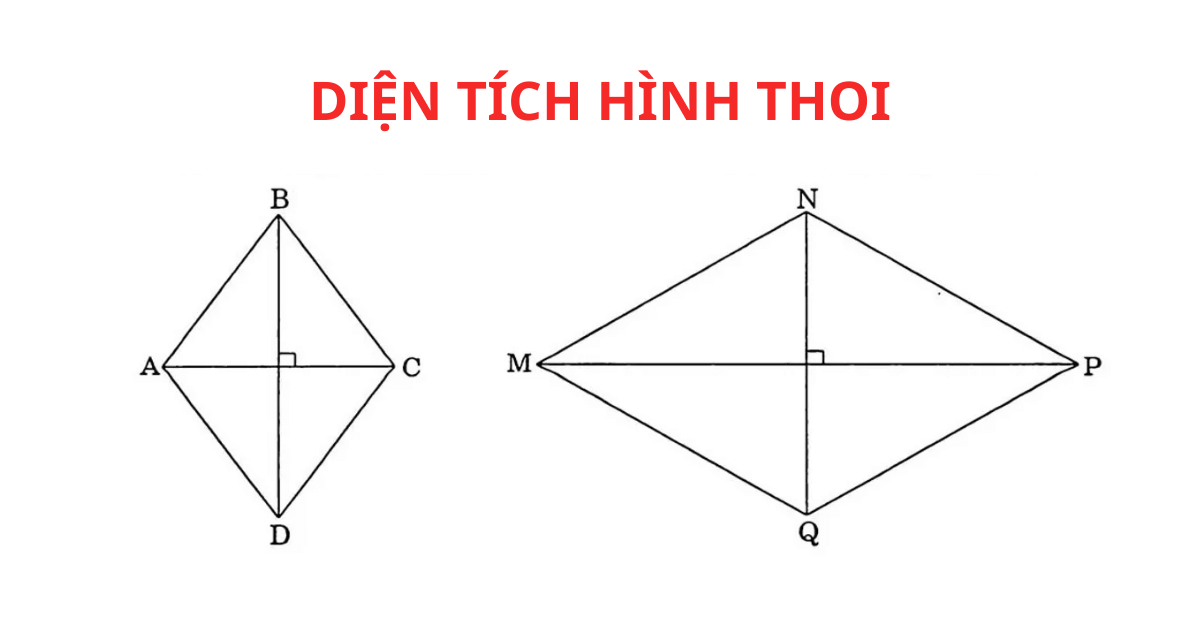 Cách tính diện tích hình thoi – toán lớp 4 và bài tập tự luyện có đáp án