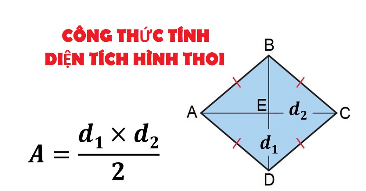 Công thức tính diện tích hình thoi và hướng dẫn giải bài tập chi tiết