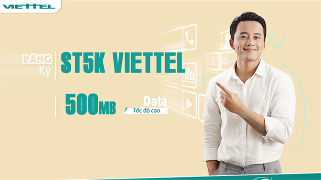 Đăng ký gói 4G ST5K Viettel chỉ với 5k