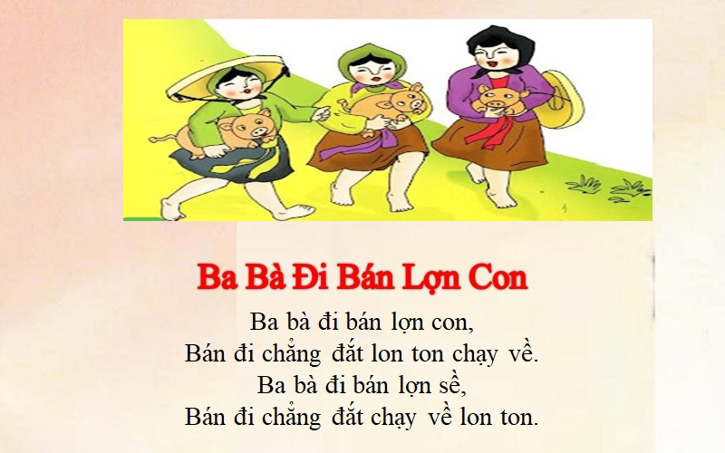 Đồng dao Ba bà đi bán lợn con: Lời và ý nghĩa