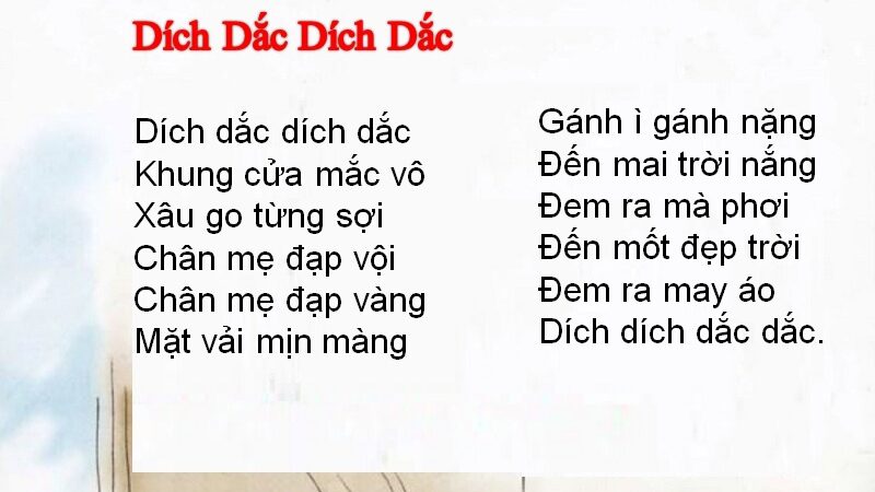 Đồng dao Dích Dắc Dích Dắc: Lời bài hát và giải nghĩa chi tiết