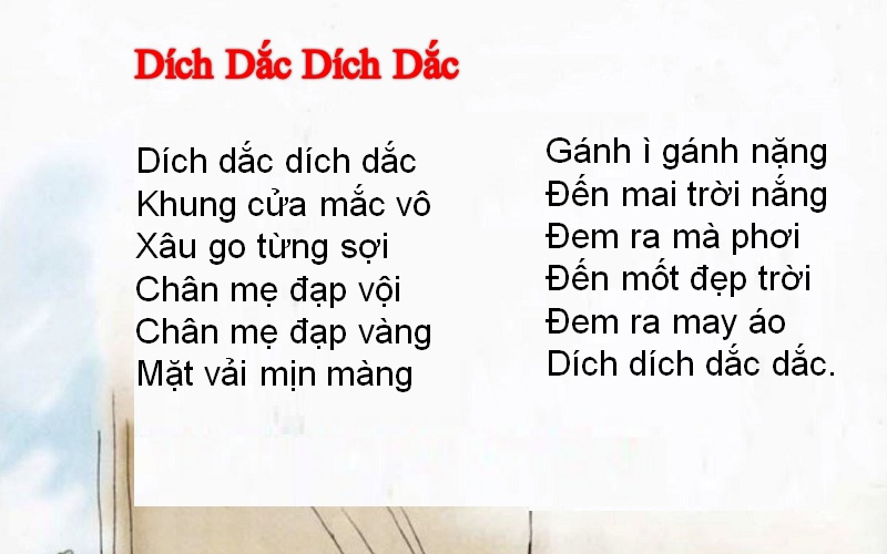 Đồng dao Dích Dắc Dích Dắc: Lời bài hát và giải nghĩa chi tiết