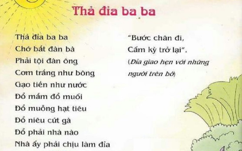 Đồng dao Thả đỉa ba ba: Hướng dẫn cách chơi và giải nghĩa cụ thể