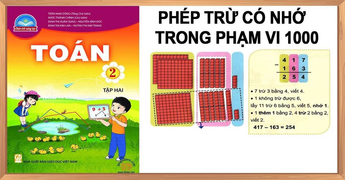 Hướng dẫn bé học phép trừ có nhớ trong phạm vi 1000 đơn giản hiệu quả