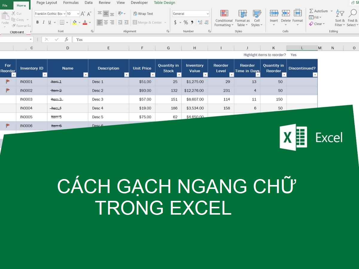 Hướng dẫn chi tiết 5 cách gạch ngang chữ trong excel