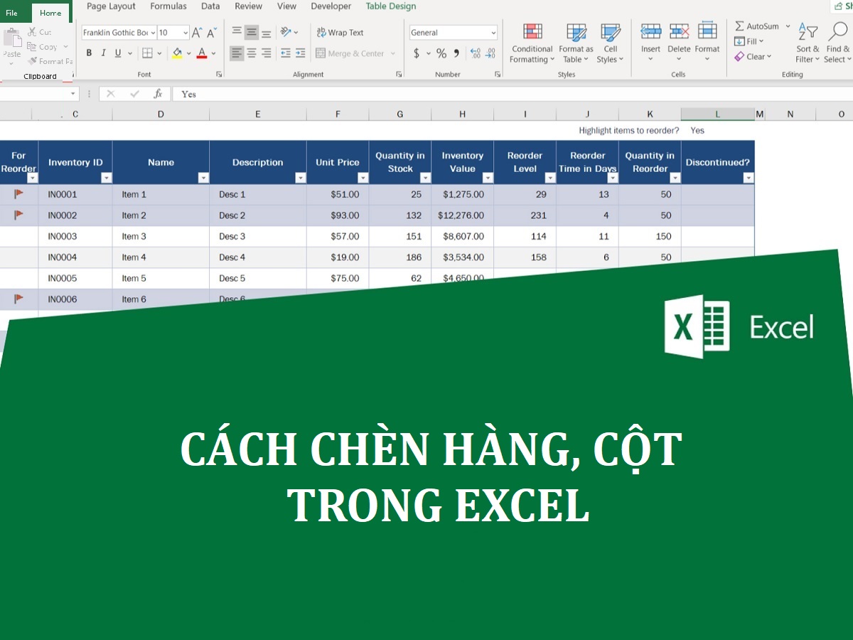 Hướng dẫn chi tiết cách chèn thêm hàng, cột và chữ ký trong excel cực đơn giản