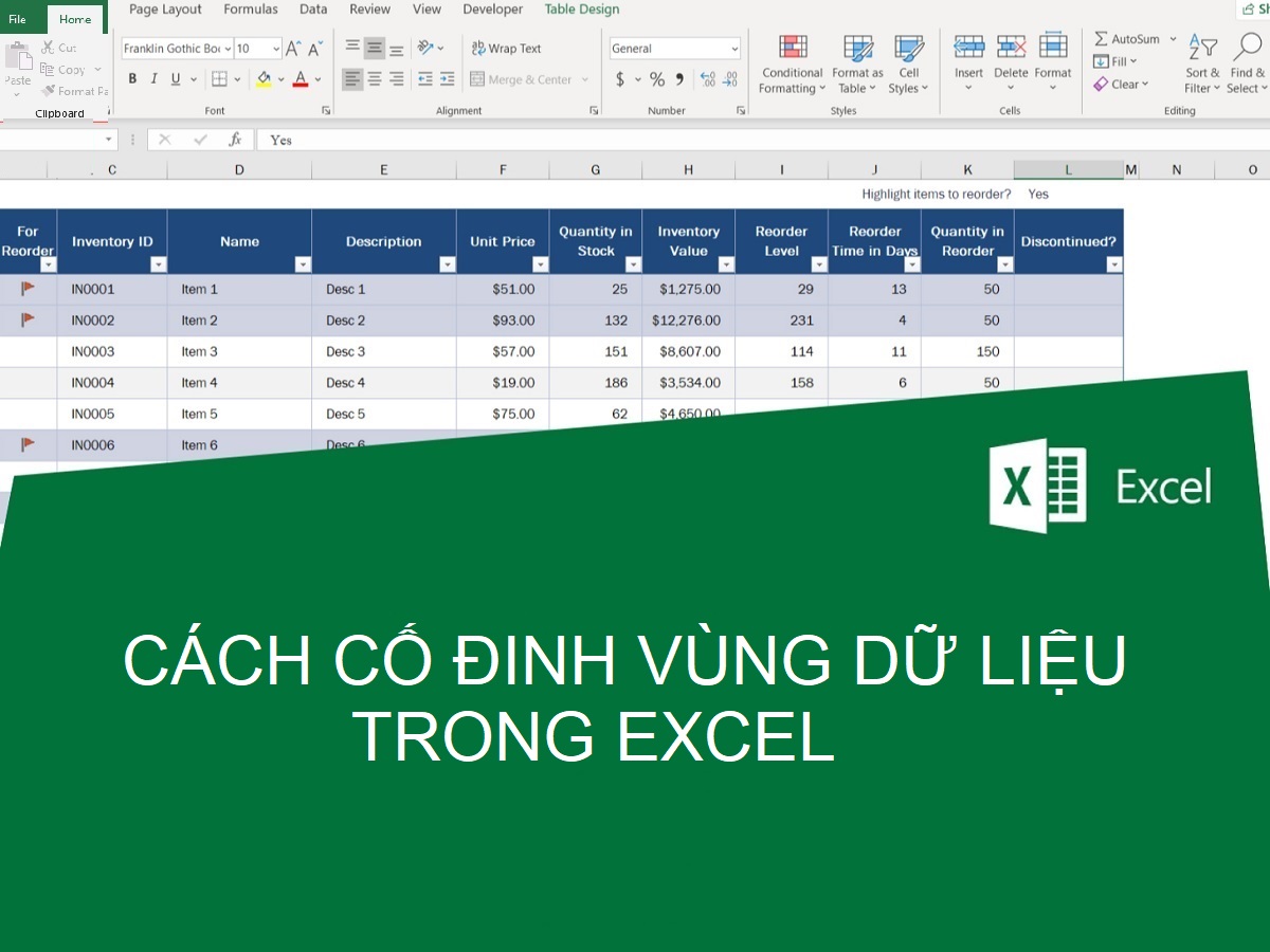 Khám phá lợi ích và cách cố định vùng dữ liệu trong excel