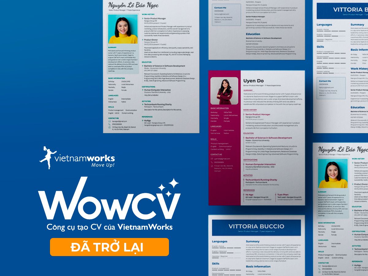 WowCV đã trở lại với những mẫu CV cực đẹp mắt và chuyên nghiệp